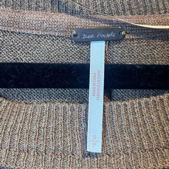 Free People Work From Home Pullover Sweater Top Mushroom - Picture 8 of 9